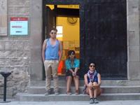 Matías, Denisse y Patricia en Barcelona, quienes estuvieron cerca de 28 días participando del Seminario de Packaging